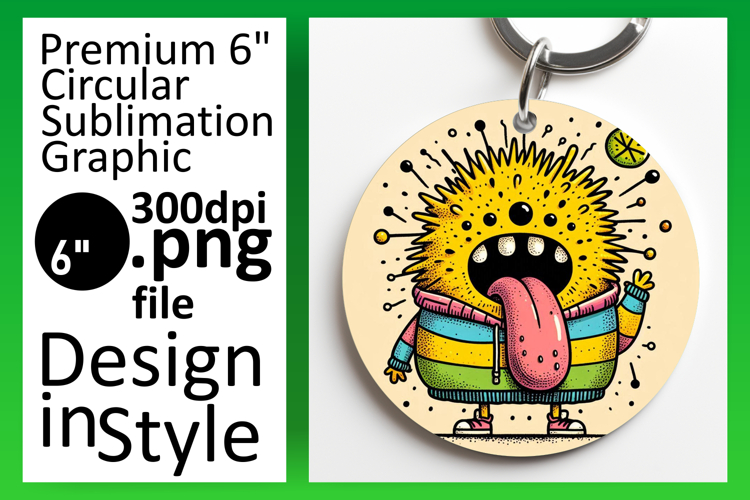 Trendy Circle Design Sublimation PNG , Monster