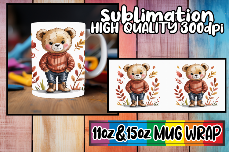 Inspiring moments sublimation print wrap, Teddy Bear