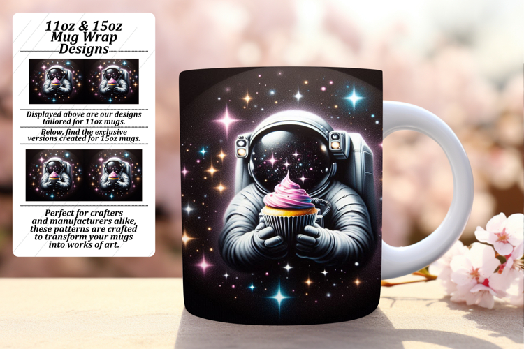 GLAMOROUS 15oz Mug Wrap PNG Design , Astronaut