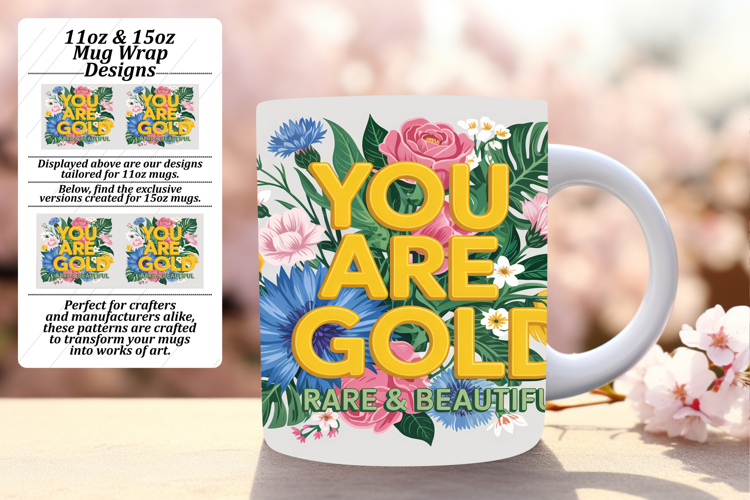 ARTISTIC PNG for 11oz Mug Wrap , Flower Quote