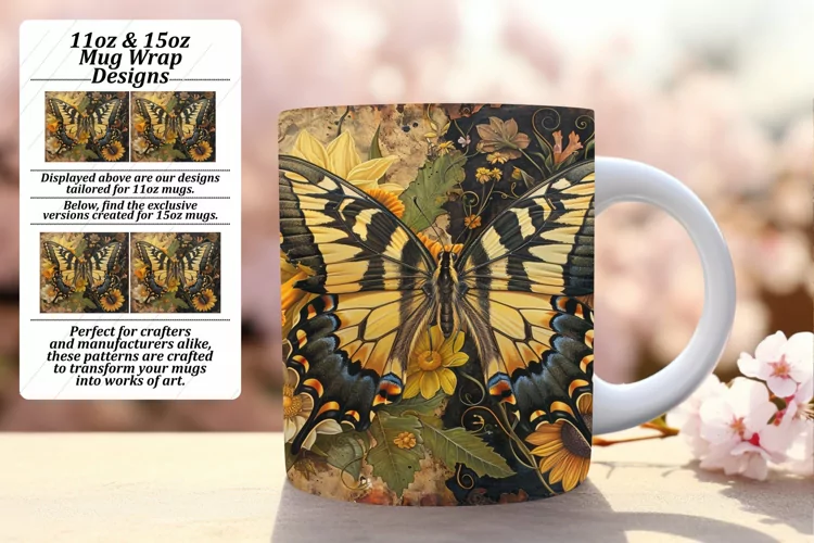 Tranquil Butterfly Haven: Spring Mug Assortment - 11oz & 15o