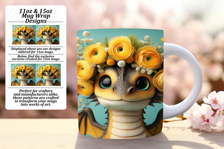 Luxurious 11oz Mug Wrap Png Design , Dragon