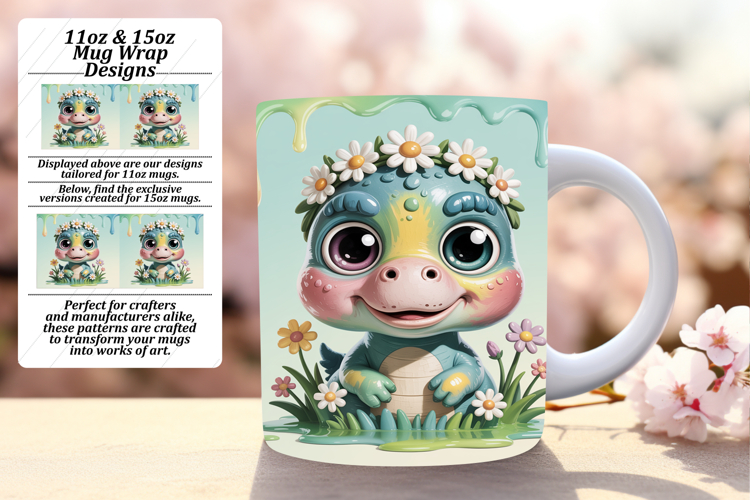 BEAUTIFUL PNG for 15oz Mug Wrap , Cute Dino