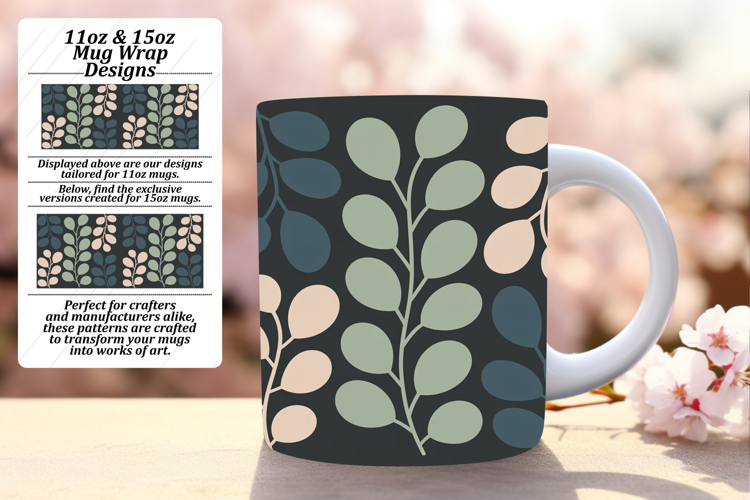 Playful 15oz Mug Wrap Png Artwork , Flowers
