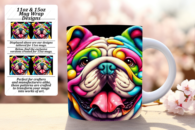 Bold 15oz Mug Wrap Png Design , Dog