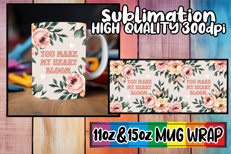 Blissful evenings 11oz 15oz sublimation wrap, Flower Quote example image 1