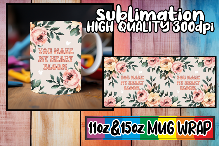 Blissful evenings 11oz 15oz sublimation wrap, Flower Quote