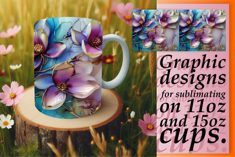Whimsical Floral Elegance Mug Wrap: Sublimation - 11oz/15oz