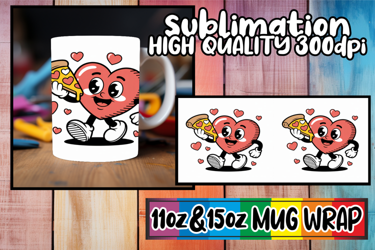 Bright smiles 11oz 15oz mug wrap, Valenines Heart