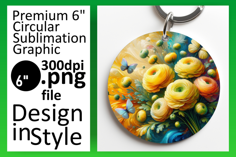 Cute Circle Design Coaster Template , Flowers