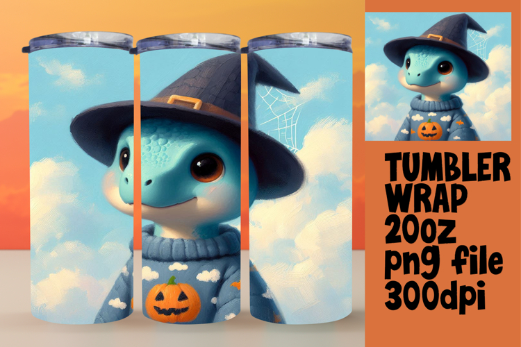 Lovely 20oz Tumbler Template for Gifts , Halloween Dino