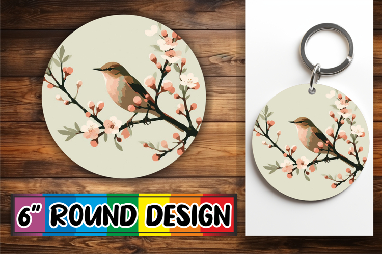 Blissful Round Keychains Sublimation, Birds