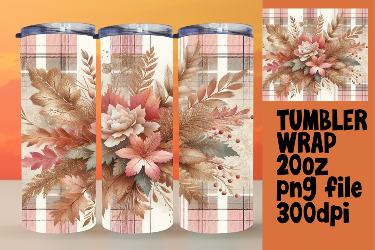 20oz Tumbler Wrap for DIY , Autumn Flower