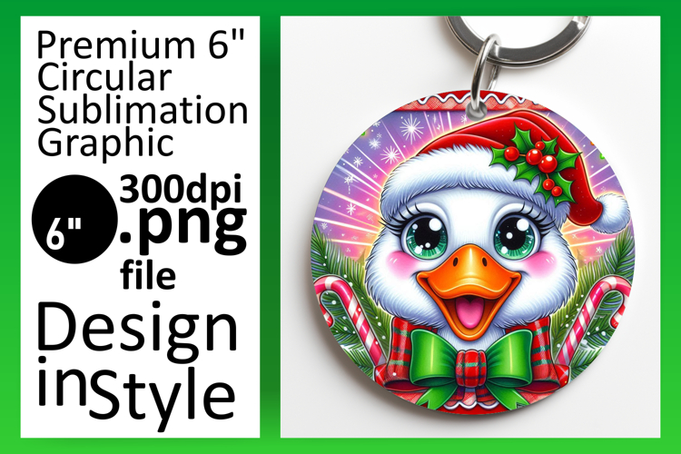 Cute Keychain Round Design Template , Goose