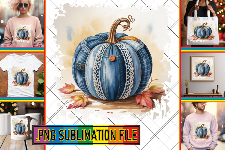 Stylish TOTE BAG Art Ideas PNG, Pumpkin Watercolor example image 1