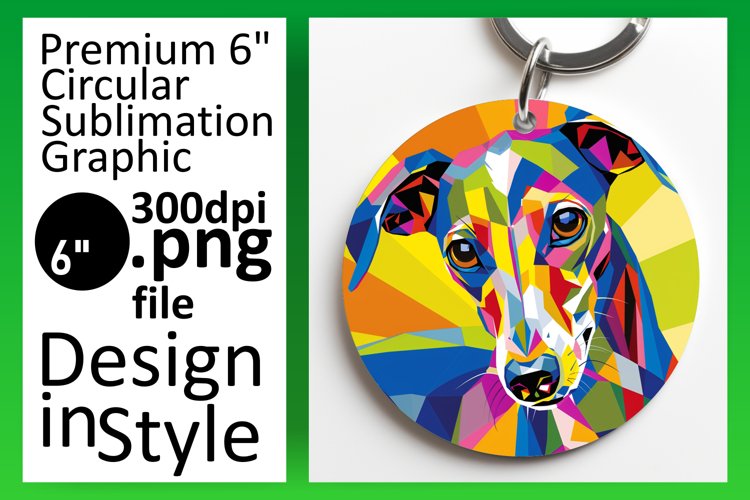 Whimsical Colorful Dog Round Design Keychain Sublimation