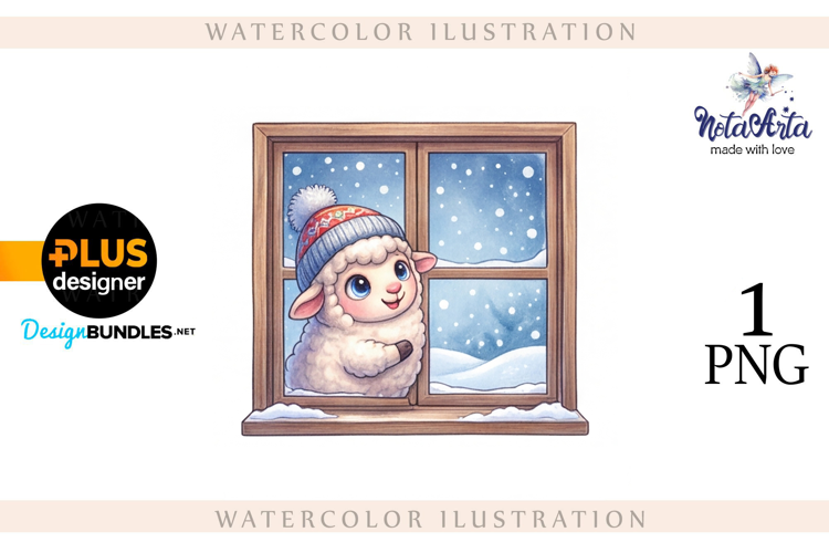 Christmas Sheep in Watercolor Style