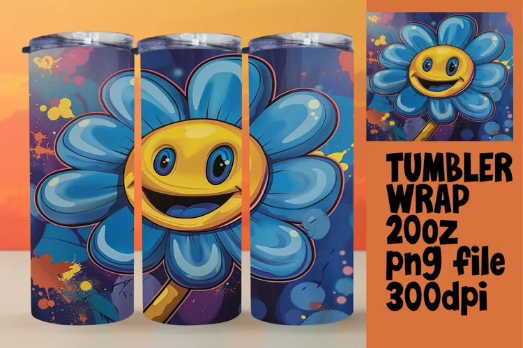 Cheerful Retro Petals: 20oz Tumbler Art