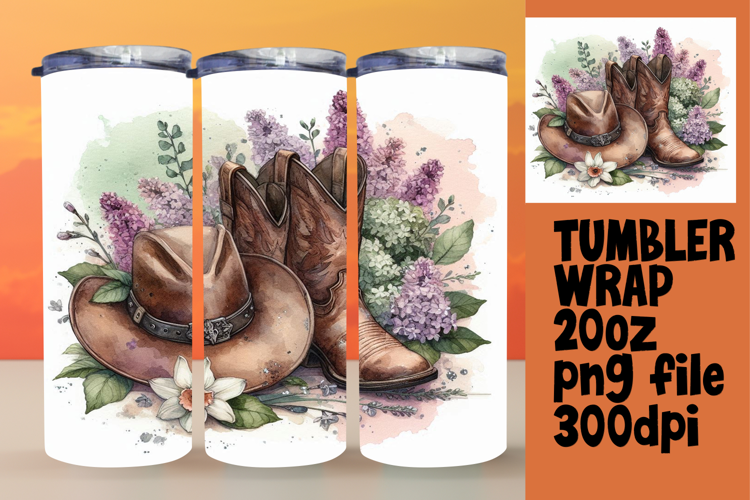 VIBRANT 20oz Tumbler Artwork for DIY , Western