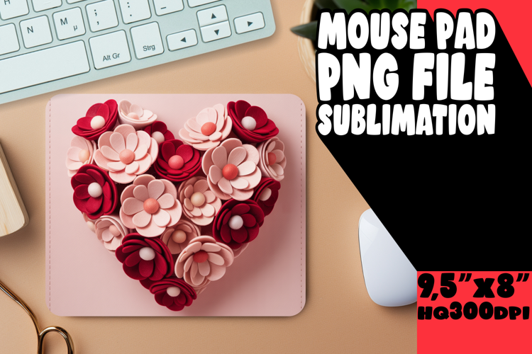 Blissful Mouse Pad Design Ideas, Flowers Heart