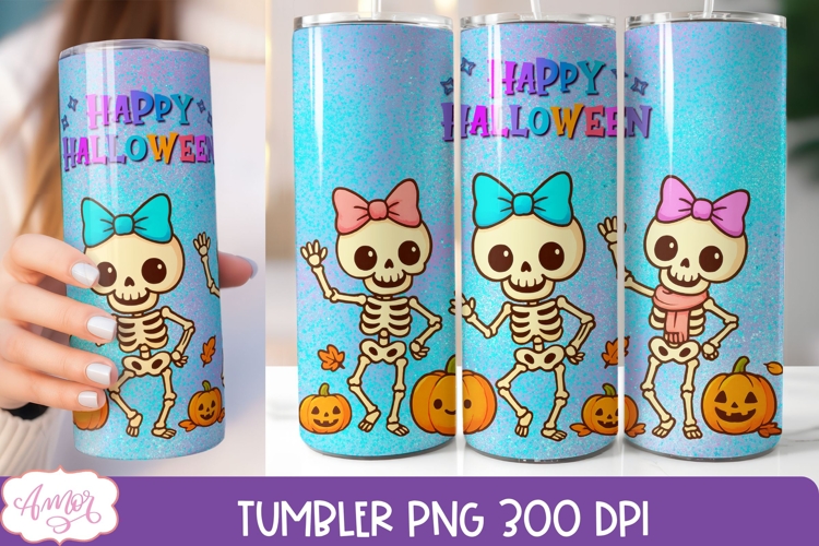 Happy Halloween tumbler wrap PNG, Iridescent Spooky Tumbler