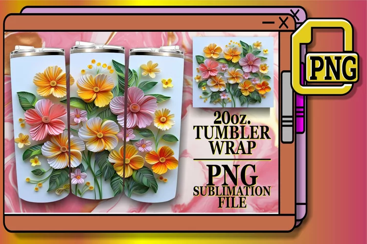 Colorful Blooming Flower 3D Tumbler Sublimation