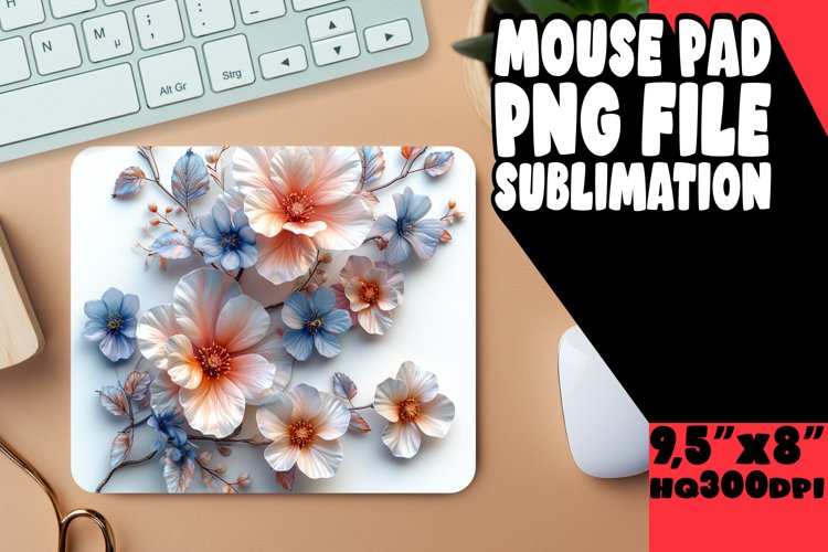 Elegant Floral Pattern Mouse Pad: Vibrant Charm example image 1
