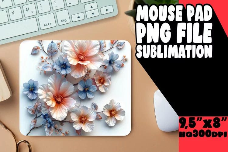 Elegant Floral Pattern Mouse Pad: Vibrant Charm