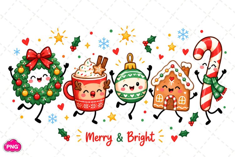 Merry and Bright PNG, Christmas Bow PNG, Funny Christmas PNG example image 1