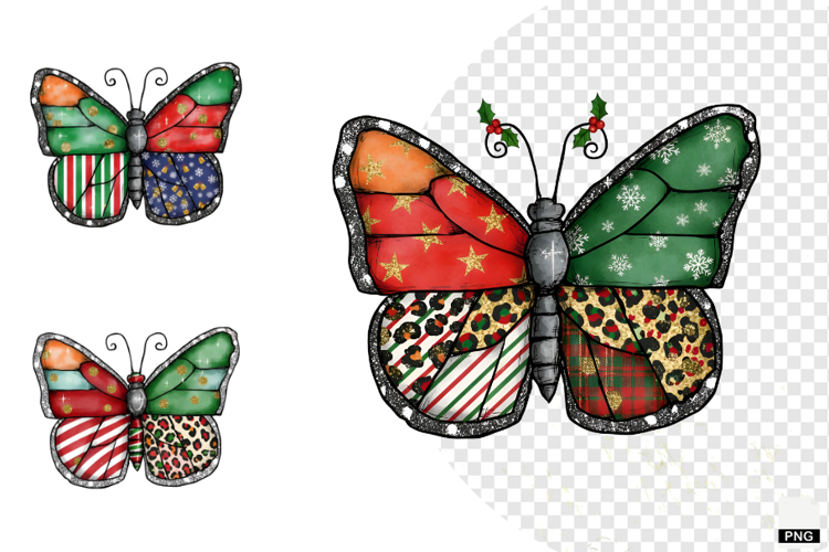 Coquette Christmas Butterfly Clipart