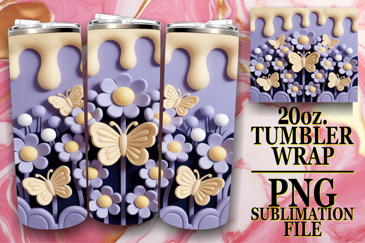 Joyful Adventures 20oz tumbler wrap, 3D Flowers