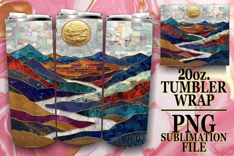 Luxe Landscape: Gilded Radiant Tumbler Wrap 20oz example image 1