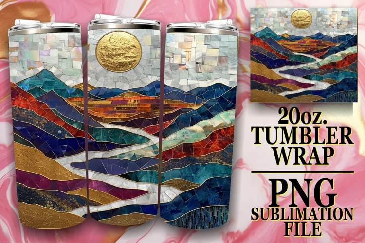 Luxe Landscape: Gilded Radiant Tumbler Wrap 20oz