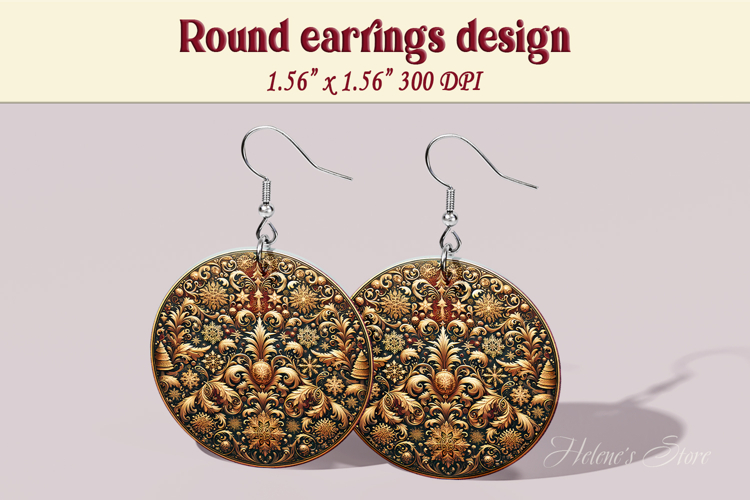Vintage pattern earrings |Luxury Round Earring sublimation