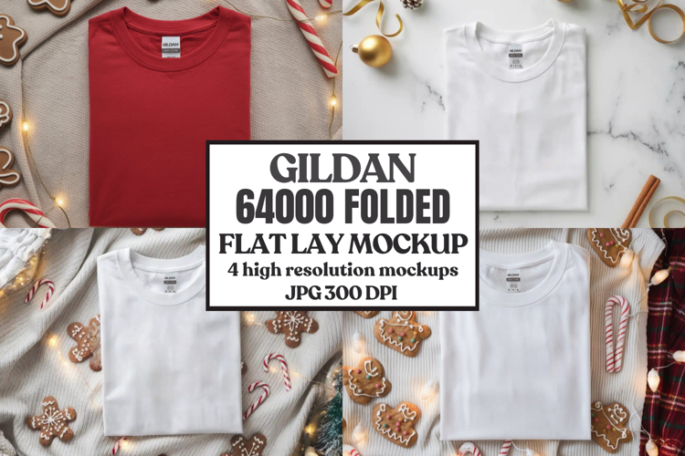 Gildan 64000 Folded Christmas Flat Lay T-shirt