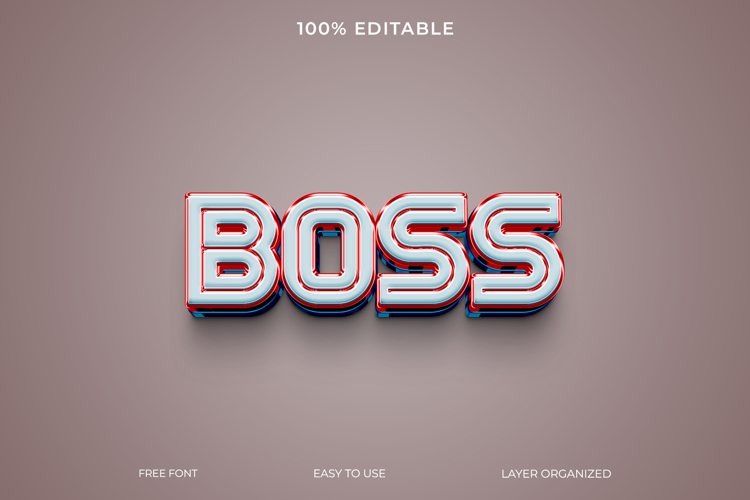 Boss PSD 3d psd text effect style editable example image 1