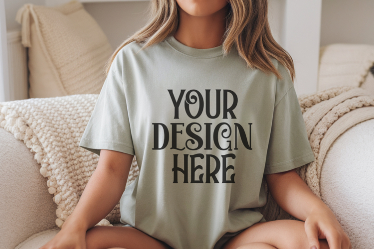 Sage Comfort Colors 1717 T-shirt Mockups,1717 Mockups