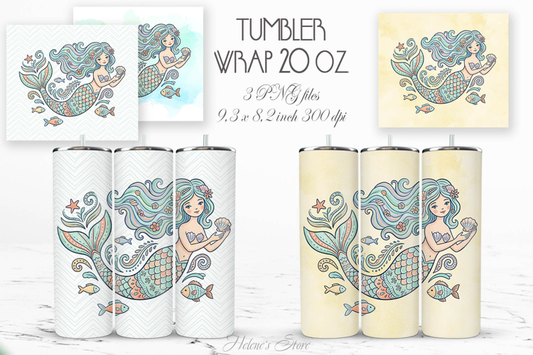 Fairytale Mermaid pastel straight tumbler 20oz wrap desigs