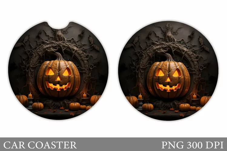 Pumpkin Halloween Car Coaster. Halloween Car Coaster Design