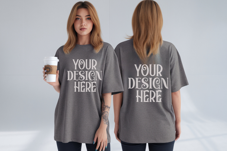 Granite Comfort Colors 1717 Front & back T shirt Mockup