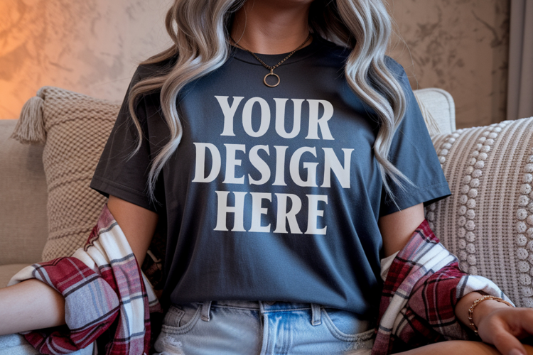 Pepper Comfort Colors 1717 Christmas Shirt Mockup, Cozy