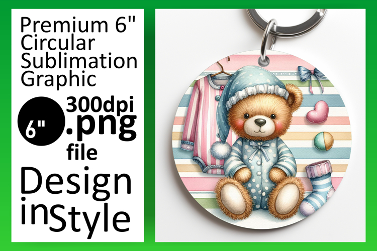 Trendy Circle Design Sublimation PNG , Teddy Bear