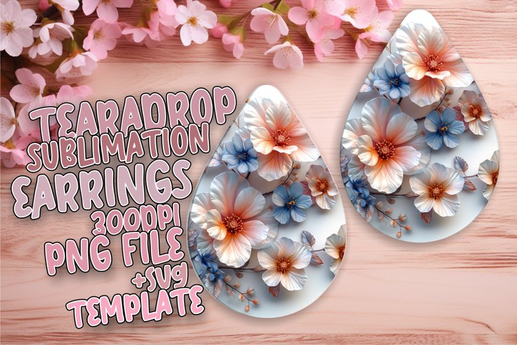 Vibrant 3D Springtime Teardrop Earrings: Sublimation Whimsy