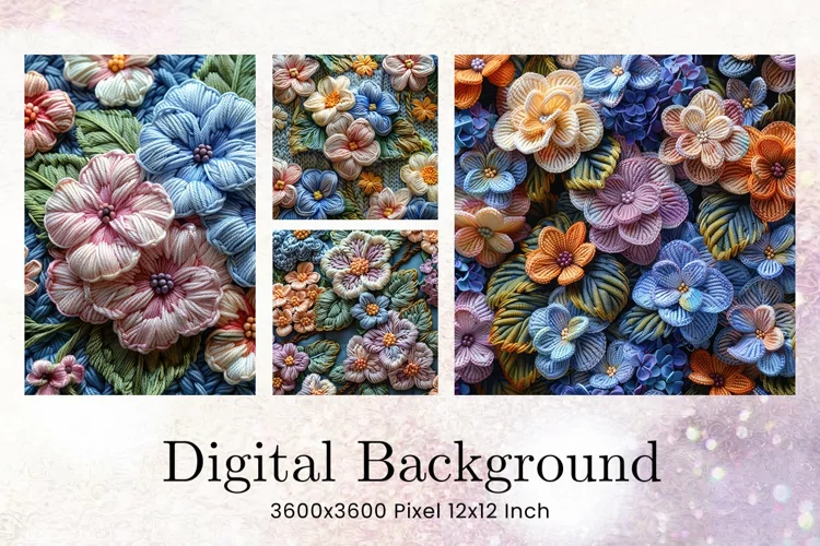 3D Flower Embroidery Flower Wool Craft Background Wallpaper