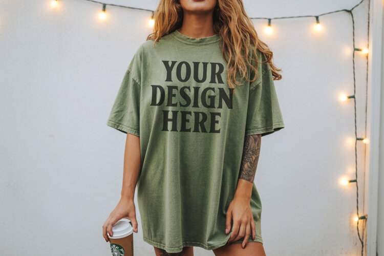 Christmas Comfort Colors 1717 Moss TShirt Mockup, CC 1717 example image 1