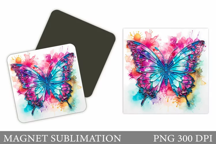 Butterfly Square Magnet Sublimation. Butterfly Magnet Design