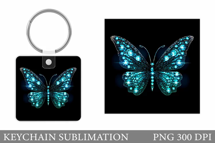 Butterfly Keychain Design. Butterfly Square Keychain