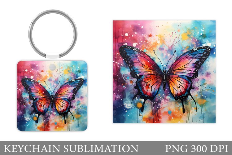 Butterfly Square Keychain. Butterfly Sublimation