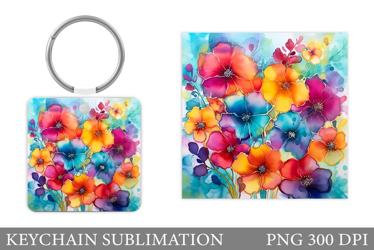Flowers Keychain Design. Flowers Keychain Sublimation