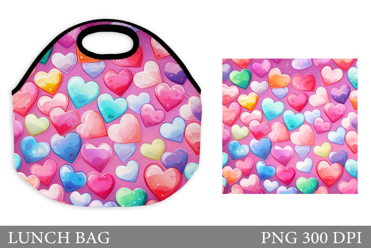 Hearts Lunch Bag Sublimation. Colorful Hearts Lunch Bag